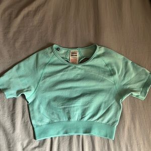 Teal gymshark workout top, size small